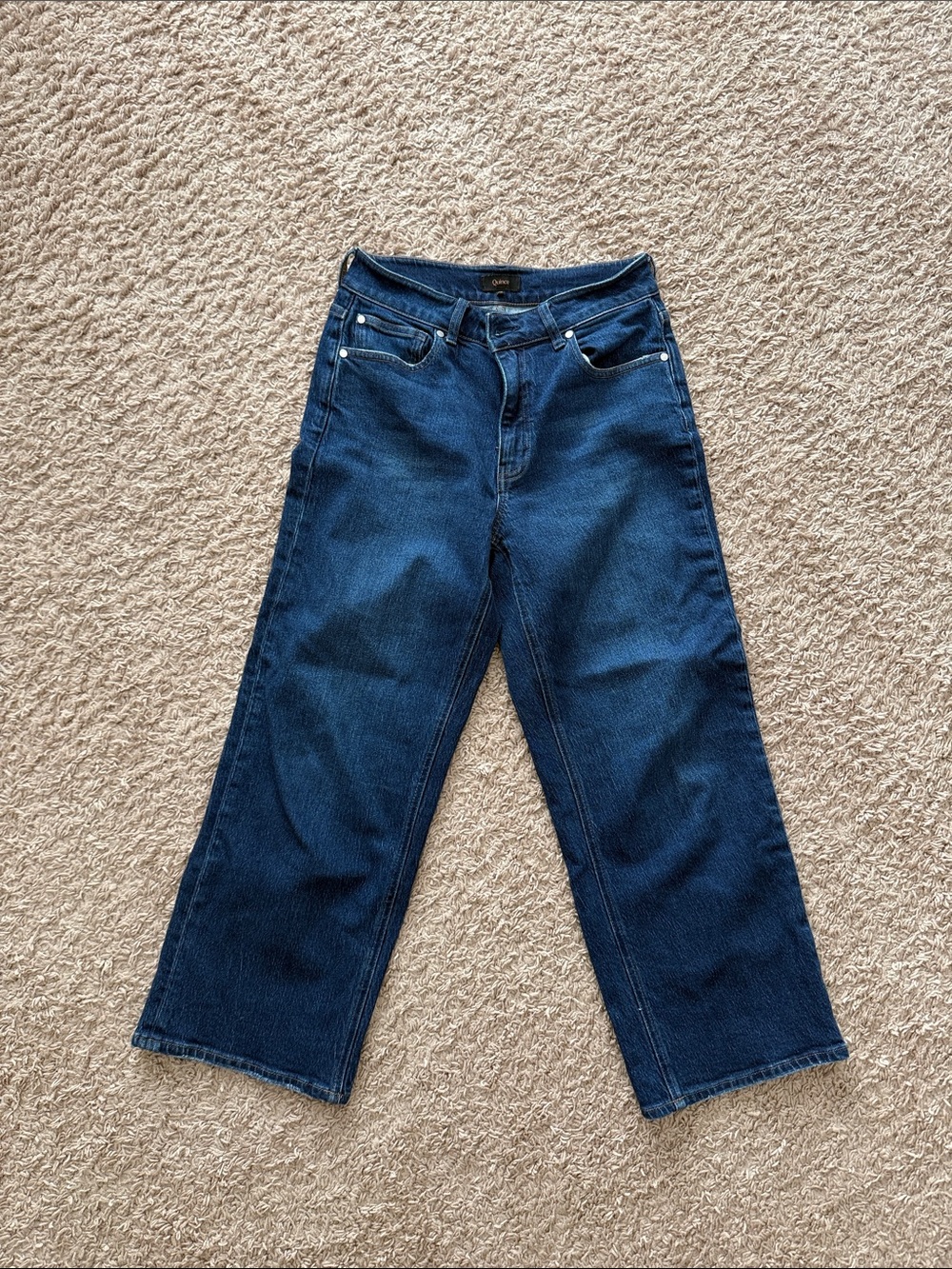 Quince Dark Blue Wide-Leg Flare Jeans